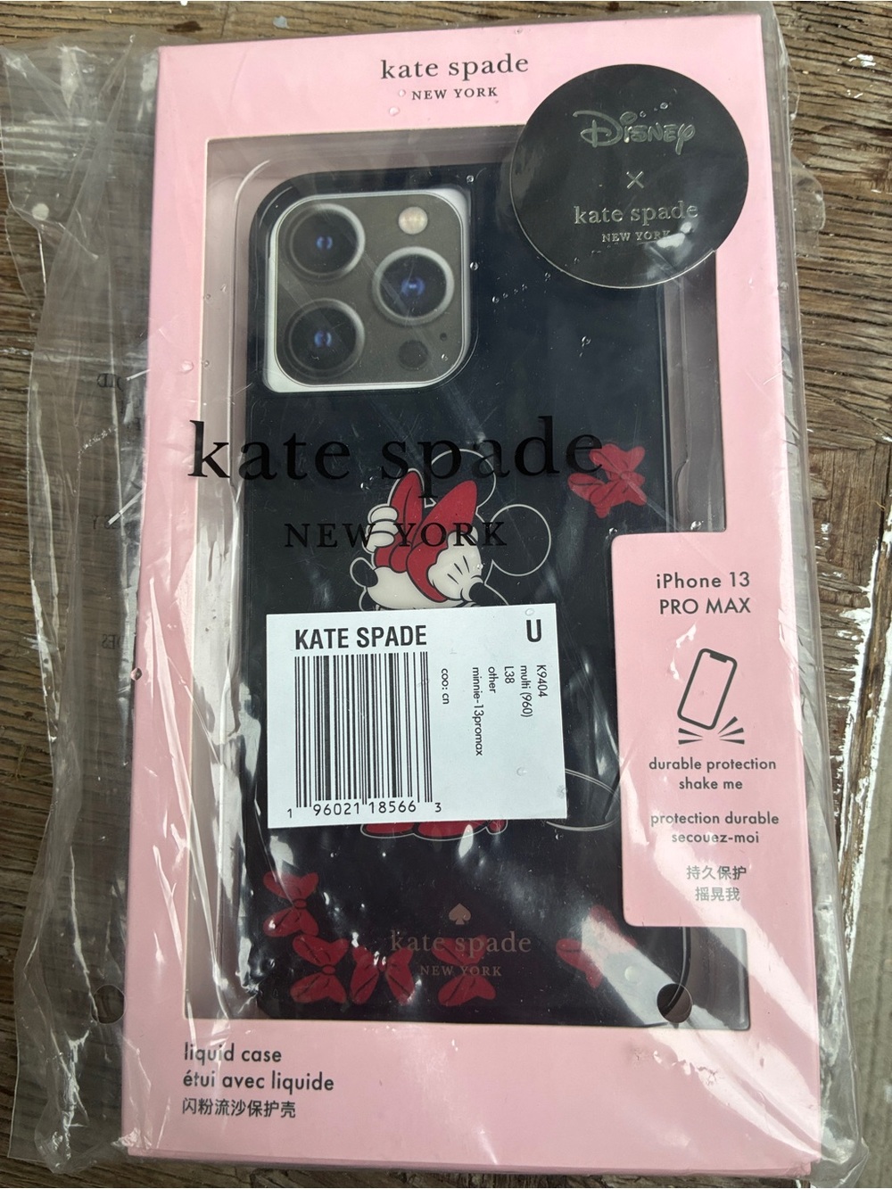 kate spade Minnie Mouse Black iPhone 13 Pro Max Liquid Case with Red Accents